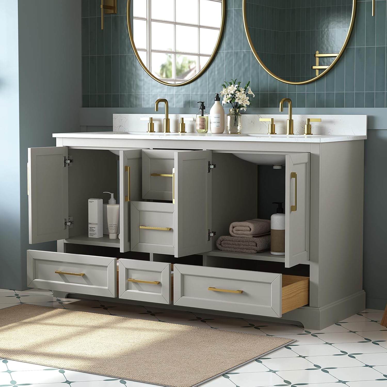DELUXE LIVING 60 inch vanity review,60 inch double sink vanity review honest opinion,DELUXE LIVING bathroom vanity review pros cons,60 inch solid wood bathroom vanity review and rating,is DELUXE LIVING vanity worth buying review,60 inch greige vanity review verdict real-world details not found in the official specs