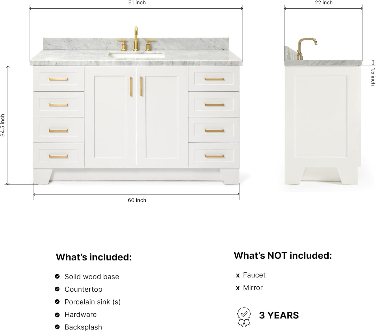 DKB Emilia 60 inch vanity review key features examined up close