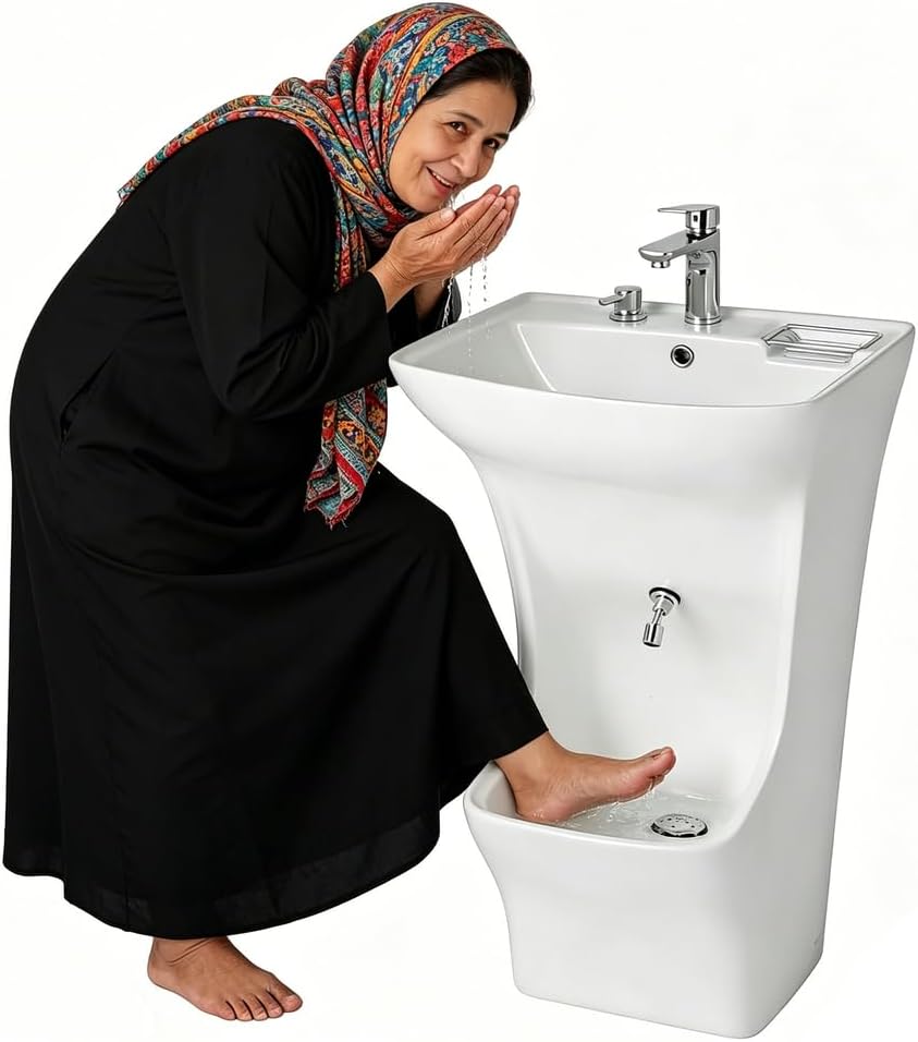 Jiayiyoux Muslim Ceramic Wash Basin review,wudu ablution basin review and rating,is Jiayiyoux wash basin worth buying,Muslim ceramic wash basin review pros cons,Jiayiyoux wudu basin review honest opinion,vertical pedestal wash station review verdict during hands-on performance testing