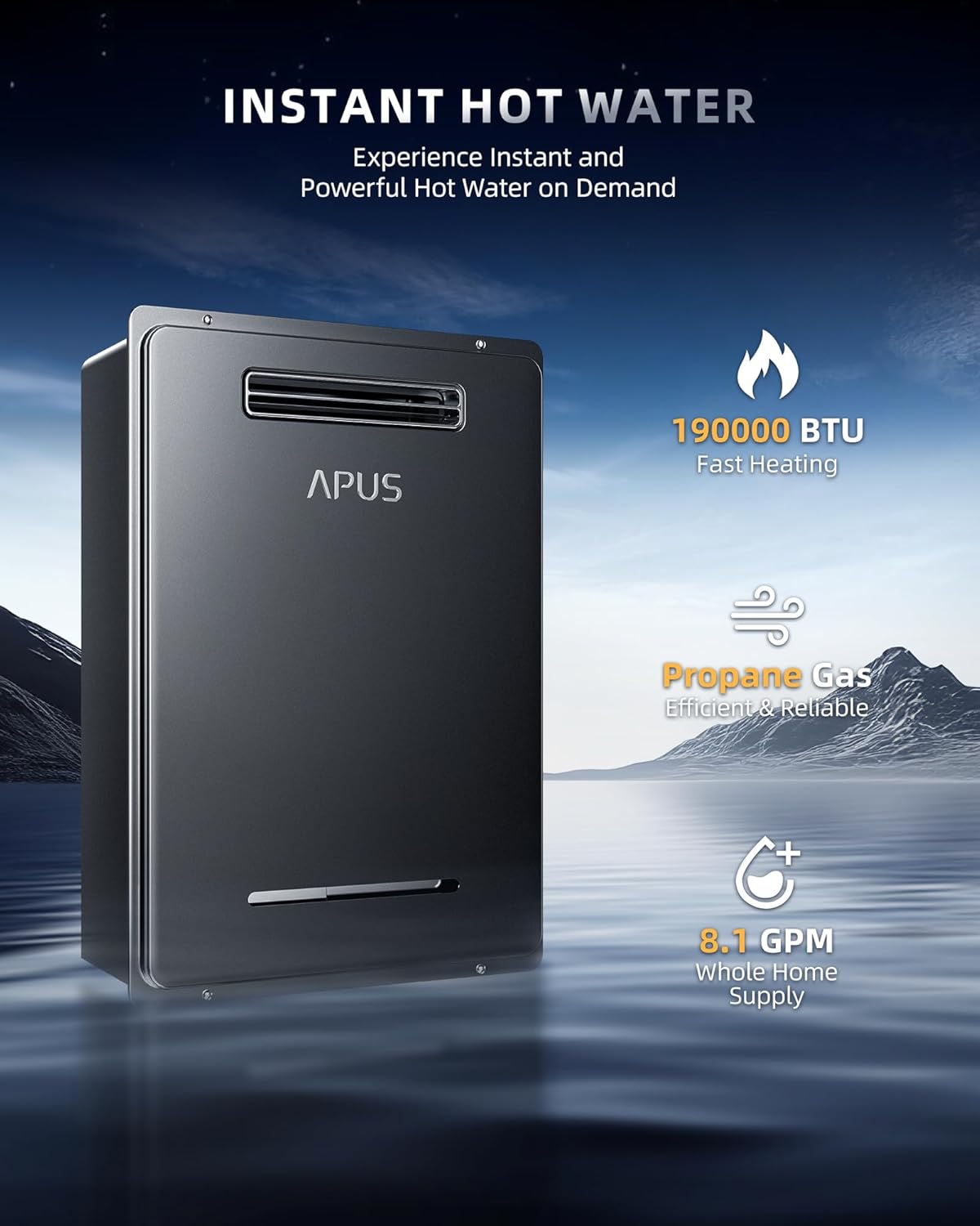 APUS 190000 BTU outdoor tankless water heater review,APUS tankless water heater review and rating,is APUS outdoor water heater worth buying,APUS 190000 BTU review pros cons,APUS 190k BTU tankless water heater review honest opinion,APUS propane tankless water heater review verdict — design and build quality detail