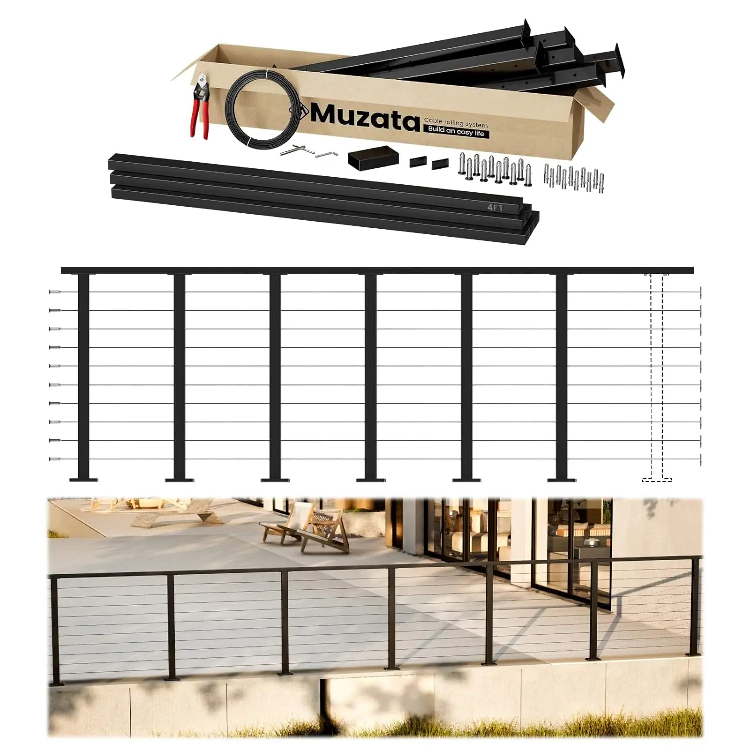 Muzata cable railing kit review,Muzata cable railing review and rating,is Muzata cable railing kit worth buying,Muzata cable railing review pros cons,Muzata cable railing review honest opinion,Muzata cable railing review verdict — full box contents and build quality